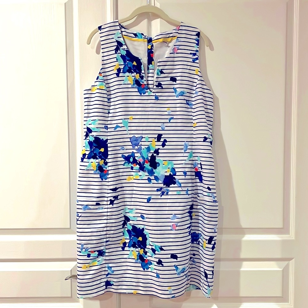 Joules Navy and White Stripes with Watercolor Florals Elayna Shift Dress